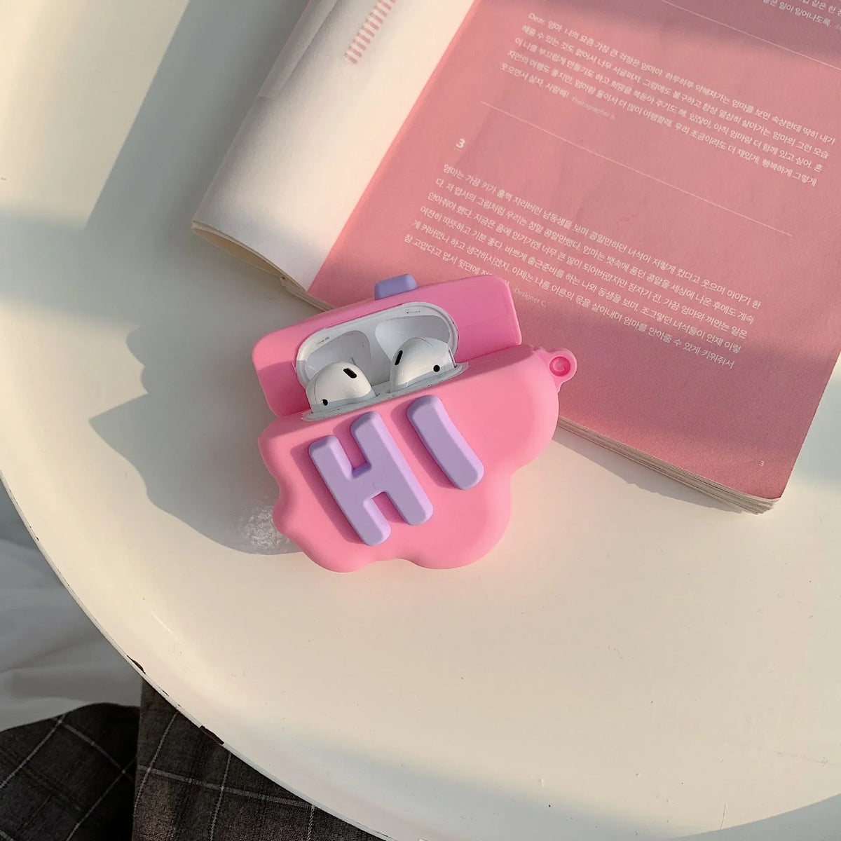 AirPod 2 Case 3D HI BYE Cloud Letter Cartoon Soft Silicone Wireless Earphone Cases For Apple Airpods Case Cute Cover